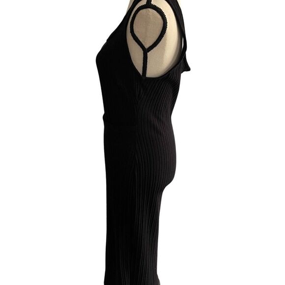 All in Favor Black Rib Knit Apron Wrap Maxi Dress Size: XL Color: Black - Picture 4 of 11